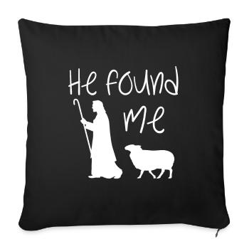 Jésus disciple Parabole de la brebis perdue - Housse de coussin décorative 45 x 45 cm - noir - Devant