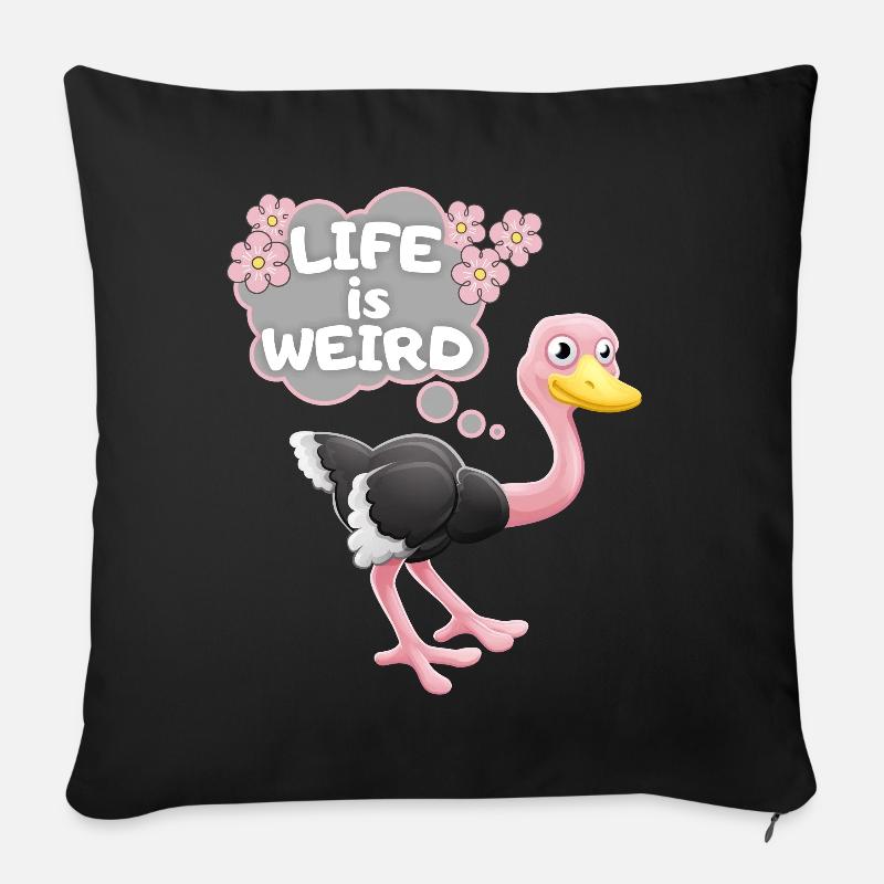 Strauß, Vogel Strauß lustiger Spruch Comic - Sofakissenbezug 45 x 45 cm - Schwarz
