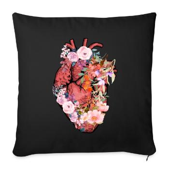 Anatomical Heart And Flowers - Sofa pillowcase 17,3'' x 17,3'' (45 x 45 cm) - black - Front