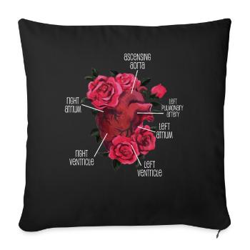 Anatomical Heart And Flowers - Sofa pillowcase 17,3'' x 17,3'' (45 x 45 cm) - black - Front