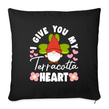 I Give You My Terracotta Heart Elf Gnome Miniature - Sofa pillowcase 17,3'' x 17,3'' (45 x 45 cm) - black - Front