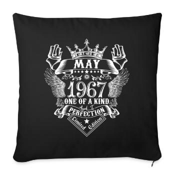Mai 1967 anniversaire Mai 1967 Mai - Housse de coussin décorative 45 x 45 cm - noir - Devant