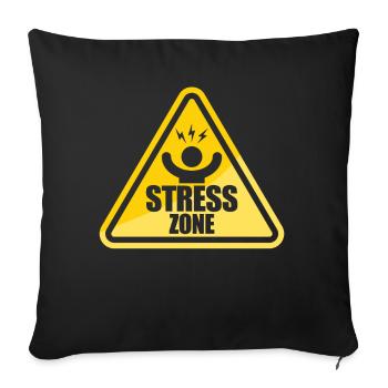 Panneau routier Stress Zone Stress National - Housse de coussin décorative 45 x 45 cm - noir - Devant