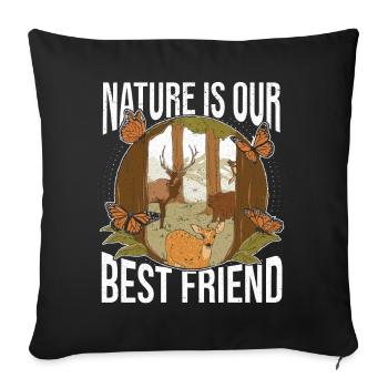 Nature is our best friend Forest Deer Day - Sofa pillowcase 17,3'' x 17,3'' (45 x 45 cm) - black - Front