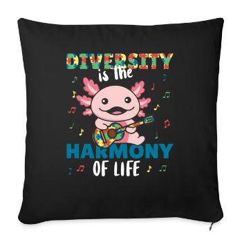 Autism Awareness Month Puzzle Music Axolotl - Sofa pillowcase 17,3'' x 17,3'' (45 x 45 cm) - black - Front