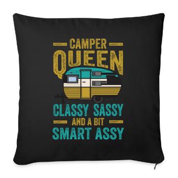 Camper Queen Classy Frech Und Ein bisschen Klug Assy - Sofakissenbezug 45 x 45 cm - Schwarz - Vorne