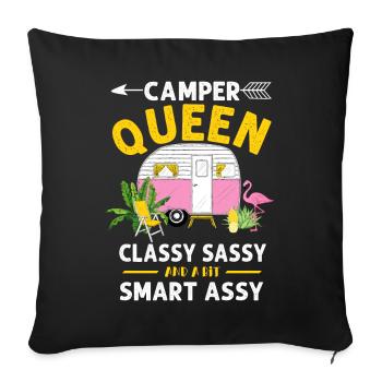 Camper Queen Classy Frech Und ein bisschen Smart Assy - Sofakissenbezug 45 x 45 cm - Schwarz - Vorne