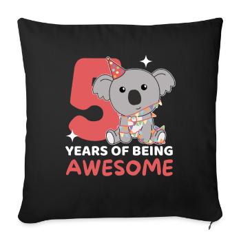 Koala pour les 5 ans Enfants de cinq ans - Housse de coussin décorative 45 x 45 cm - noir - Devant