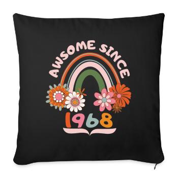 Anniversaire de style rétro, né 1968 vintage dicton - Housse de coussin décorative 45 x 45 cm - noir - Devant