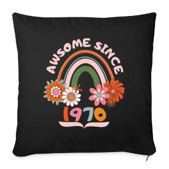 Anniversaire de style rétro, né 1970 vintage dicton - Housse de coussin décorative 45 x 45 cm - noir - Devant