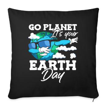 Go Planet It’s Your Earth Day Sensibilisation à l’environnement - Housse de coussin décorative 45 x 45 cm - noir - Devant