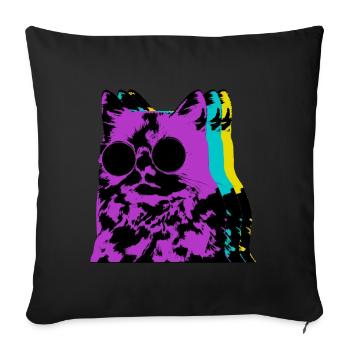 Creepy Portrait Cat Toy Lover Fur - Sofa pillowcase 17,3'' x 17,3'' (45 x 45 cm) - black - Front