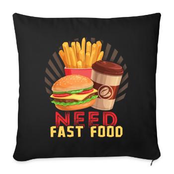 Restauration rapide, Burgers, Hamburgers, Frites - Housse de coussin décorative 45 x 45 cm - noir - Devant