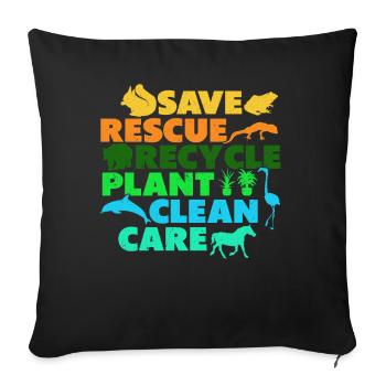 Save Save Recycle Plants Clean Care - Housse de coussin décorative 45 x 45 cm - noir - Devant