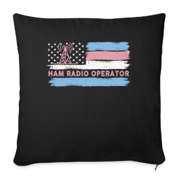 Ham Radio Operator US Flag - Sofa pillowcase 17,3'' x 17,3'' (45 x 45 cm) - black - Front