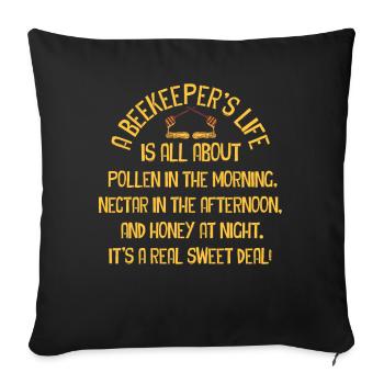 La vie des apiculteurs est une question de miel - Housse de coussin décorative 45 x 45 cm - noir - Devant