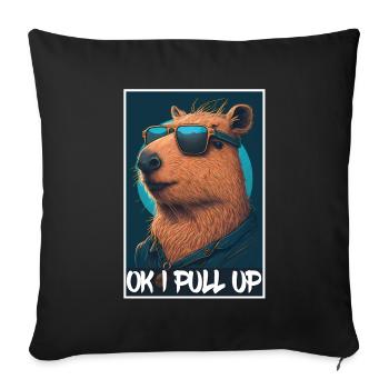 Capybara Capybara Cochon d’Inde Mèmes rongeurs - Housse de coussin décorative 45 x 45 cm - noir - Devant