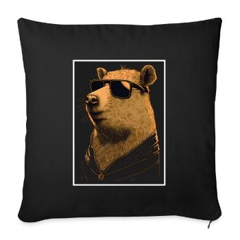 Capybara Capybara Cochon d’Inde Mèmes rongeurs - Housse de coussin décorative 45 x 45 cm - noir - Devant