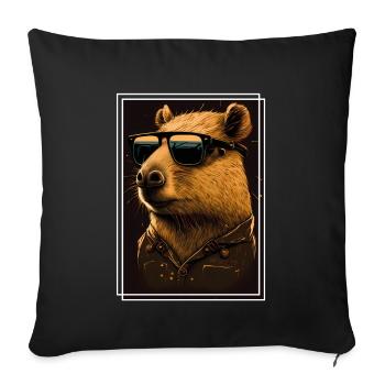 Capybara Capybara Cochon d’Inde Mèmes rongeurs - Housse de coussin décorative 45 x 45 cm - noir - Devant