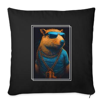 Capybara Capybara Cochon d’Inde Mèmes rongeurs - Housse de coussin décorative 45 x 45 cm - noir - Devant