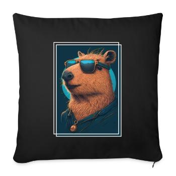 Capybara Capybara Cochon d’Inde Mèmes rongeurs - Housse de coussin décorative 45 x 45 cm - noir - Devant