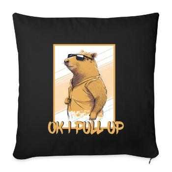 Capybara Capybara Cochon d’Inde Mèmes rongeurs - Housse de coussin décorative 45 x 45 cm - noir - Devant