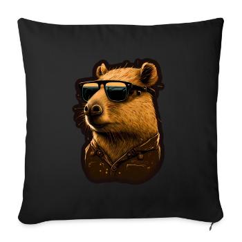 Capybara Capybara Cochon d’Inde Mèmes rongeurs - Housse de coussin décorative 45 x 45 cm - noir - Devant