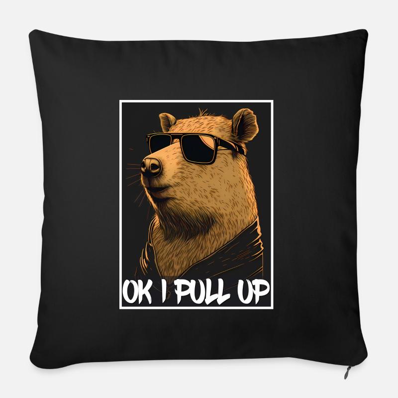 Capybara Wasserschwein Meerschwein Nagetier Meme - Sofakissenbezug 45 x 45 cm - Schwarz