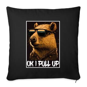 Capybara Wasserschwein Meerschwein Nagetier Meme - Sofakissenbezug 45 x 45 cm - Schwarz - Vorne