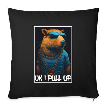 Capybara Capybara Cochon d’Inde Mèmes rongeurs - Housse de coussin décorative 45 x 45 cm - noir - Devant