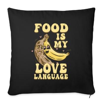 Food Is My Love Language - Sofa pillowcase 17,3'' x 17,3'' (45 x 45 cm) - black - Front