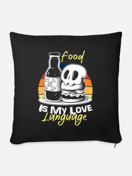 Essen ist meine Liebessprache - Sofakissenbezug 45 x 45 cm - Schwarz