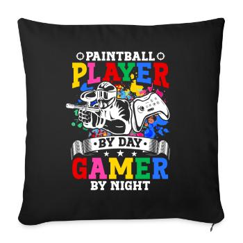 Joueur de paintball le jour Joueur la nuit Activités sportives - Housse de coussin décorative 45 x 45 cm - noir - Devant