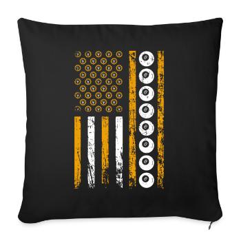 Amerikanische Queue Sport Flagge - Sofakissenbezug 45 x 45 cm - Schwarz - Vorne