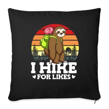 I Hike For Likes Wildlife Sloth Hiker Backpacker - Sofa pillowcase 17,3'' x 17,3'' (45 x 45 cm) - black - Front