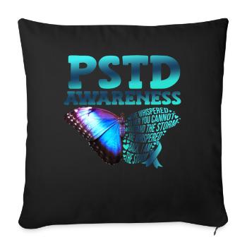 Pstd awareness Post-traumatic - Sofa pillowcase 17,3'' x 17,3'' (45 x 45 cm) - black - Front