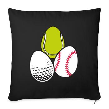 Sport Osterei Tennis Sportlich Baseball Spiel - Sofakissenbezug 45 x 45 cm - Schwarz - Vorne