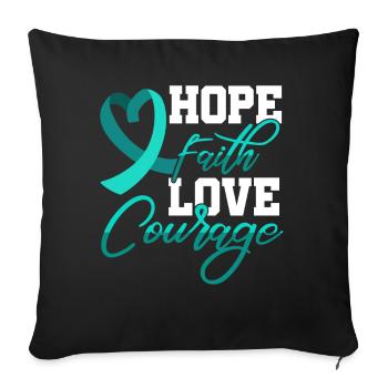 Espoir Foi Amour Courage Pstd Conscience du stress - Housse de coussin décorative 45 x 45 cm - noir - Devant