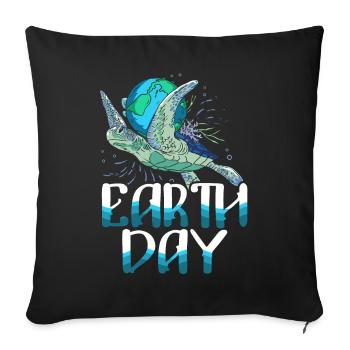 Jour de la Terre Mère Nature Tortue de mer - Housse de coussin décorative 45 x 45 cm - noir - Devant