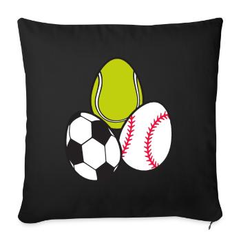 Tennis Raquette Sports Football Baseball Easter Eggs - Housse de coussin décorative 45 x 45 cm - noir - Devant