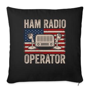 Ham Radio Operator US Flag - Sofa pillowcase 17,3'' x 17,3'' (45 x 45 cm) - black - Front