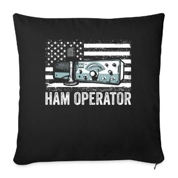 Ham Operator US Flag - Sofa pillowcase 17,3'' x 17,3'' (45 x 45 cm) - black - Front