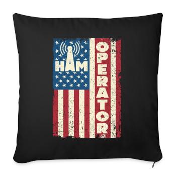 Ham Operator US Flag - Sofa pillowcase 17,3'' x 17,3'' (45 x 45 cm) - black - Front