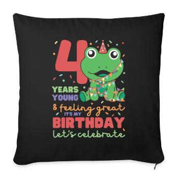 Grenouille pour 4ème anniversaire Enfants de quatre ans - Housse de coussin décorative 45 x 45 cm - noir - Devant