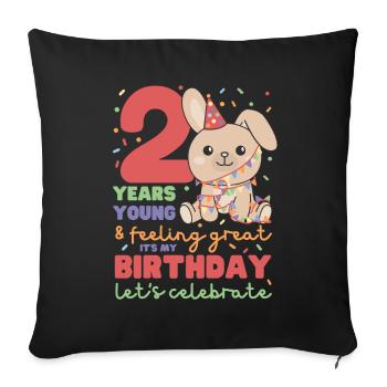 Rabbit for 2nd birthday Children two years old - Sofa pillowcase 17,3'' x 17,3'' (45 x 45 cm) - black - Front