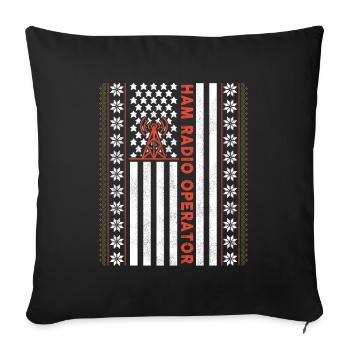 Ham Radio Operator US Flag - Sofa pillowcase 17,3'' x 17,3'' (45 x 45 cm) - black - Front