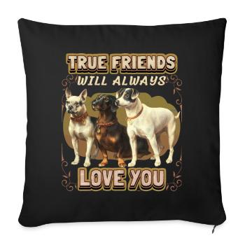 Vintage Jack-Russell Terrier, teckel à poil dur - Housse de coussin décorative 45 x 45 cm - noir - Devant