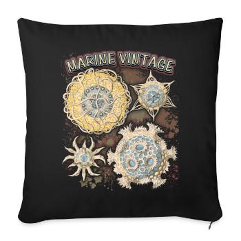 Vintage Ocean, étoile de mer botanique, mandala antique - Housse de coussin décorative 45 x 45 cm - noir - Devant