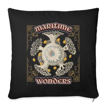 Illustration maritime vintage, créatures marines - Housse de coussin décorative 45 x 45 cm - noir - Devant