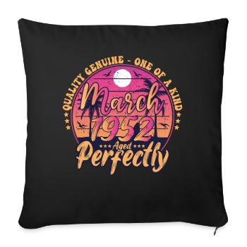 March 1952 anniversary 1952 Retro 1952 March - Sofa pillowcase 17,3'' x 17,3'' (45 x 45 cm) - black - Front